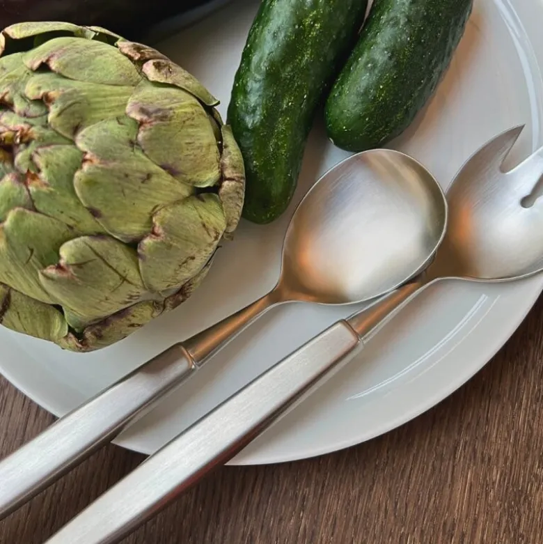Salatbestikk 2 deler børstet stål
