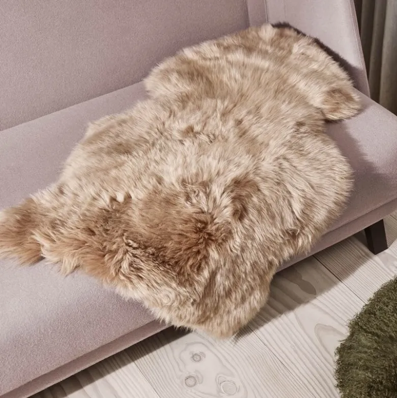 Saueskinn new zealand lang ull 100 cm taupe