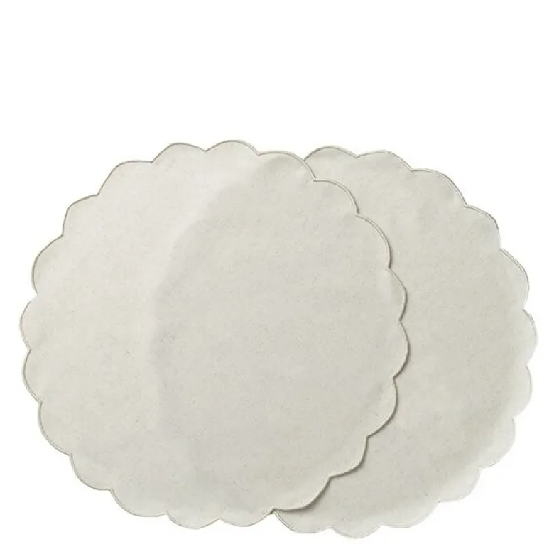 Scallopped dekkebrikke 2 stk 36 cm natur