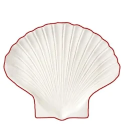 Sea collection asjett 16x13 cm shell hvit/rød