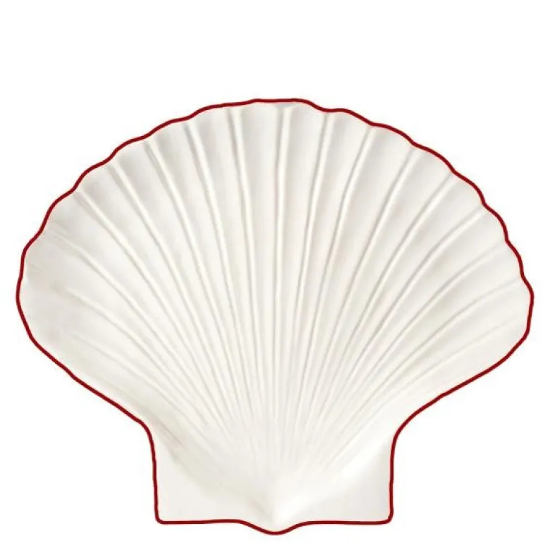 Sea collection asjett 16x13 cm shell hvit/rød