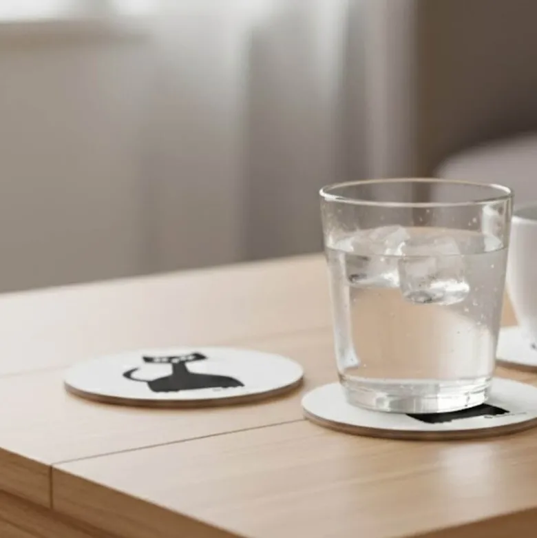 Selma glassunderlag 4 stk hvit/svart