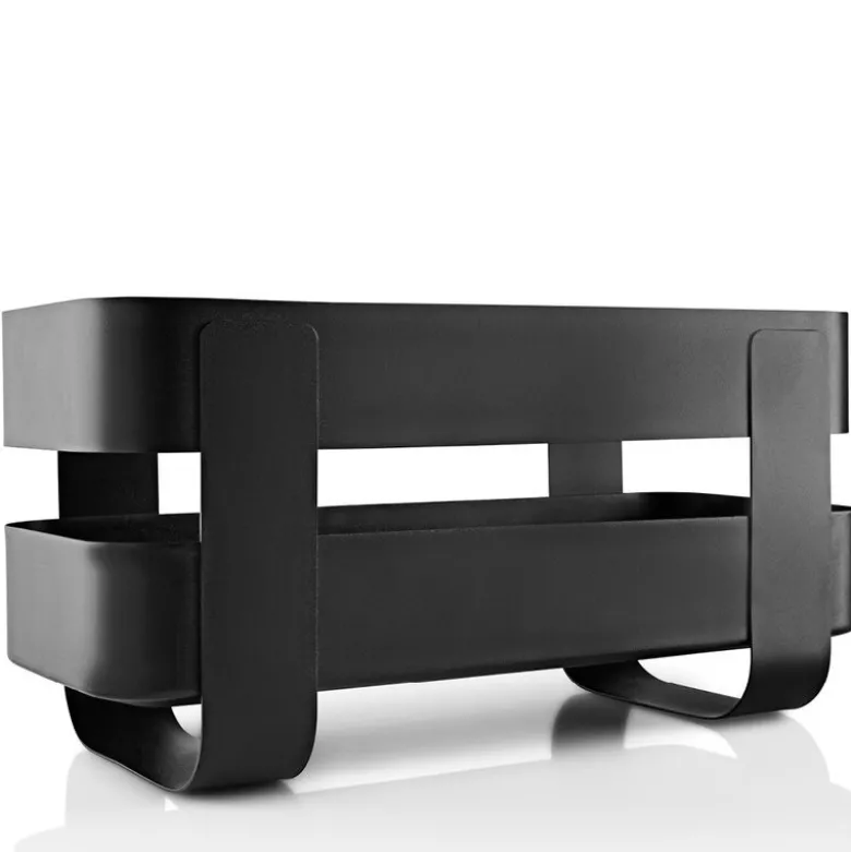 Selvvannende urtepotte 31x15x13 cm stål/svart
