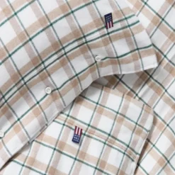 Sengesett flanell 140x220 cm rutete grønn/beige/hvit
