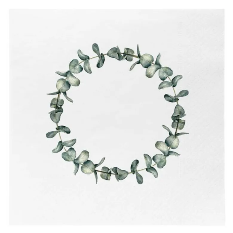 Servietter 33x33 cm 20 stk eucalyptus krans