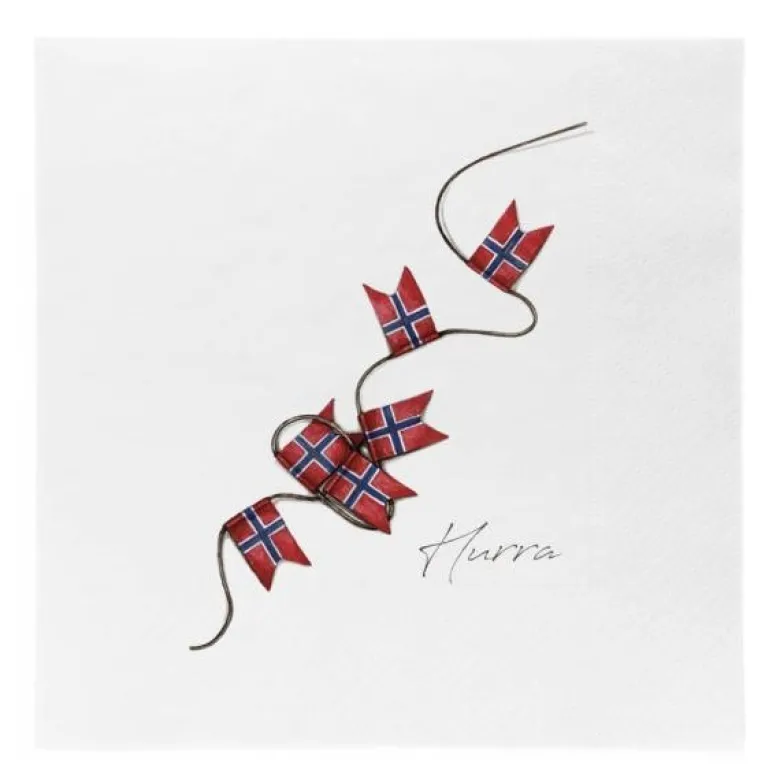 Serviett flagg hurra 33x33 cm