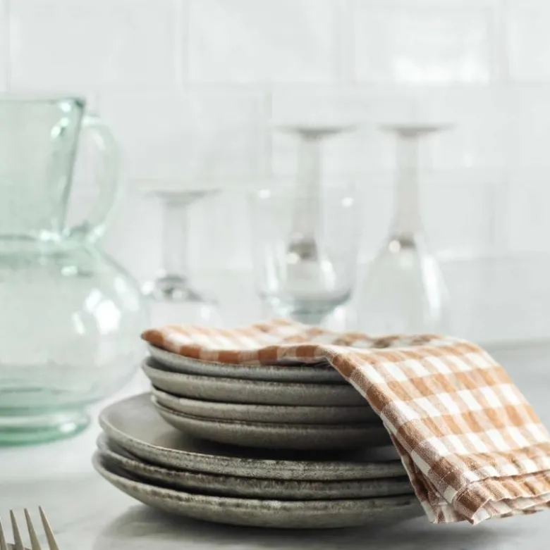 Serviett 45x45 cm gingham biscuit