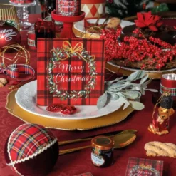 Serviett 33x33 cm 20 stk Christmas Plaid Red