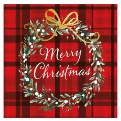 Serviett 33x33 cm 20 stk Christmas Plaid Red