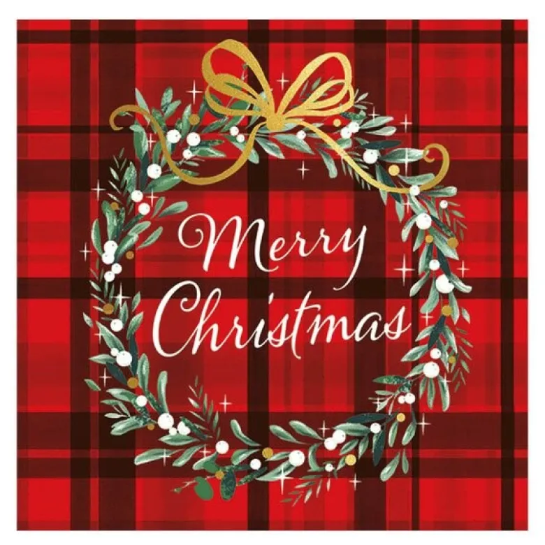 Serviett 33x33 cm 20 stk Christmas Plaid Red
