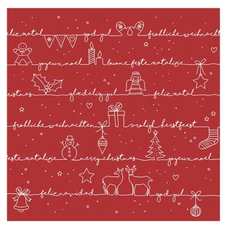 Serviett 33x33 cm 20 stk Written Christmas Wishes