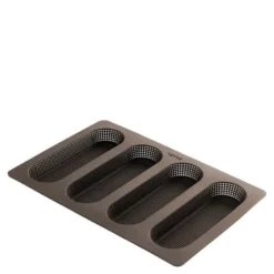 Silikonform for mini-baguetter 4 hull brun