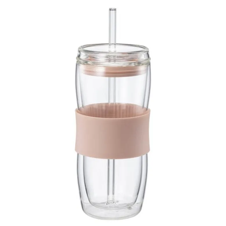 Sipster dobbelvegget drikkeglass 50 cl støvet rosa