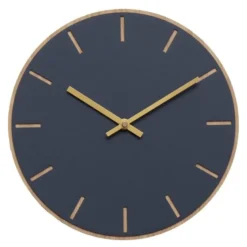 Smokey Blue veggklokke 28 cm blå linoleum m/gull viser