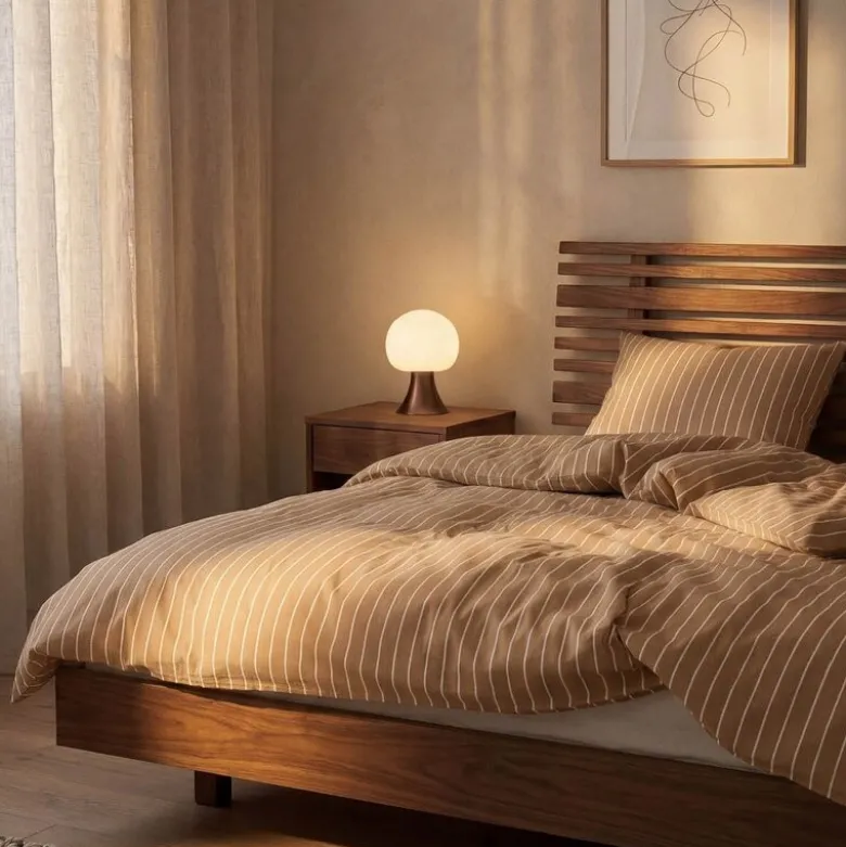 Soft sengesett 220x220 cm karamell/offwhite