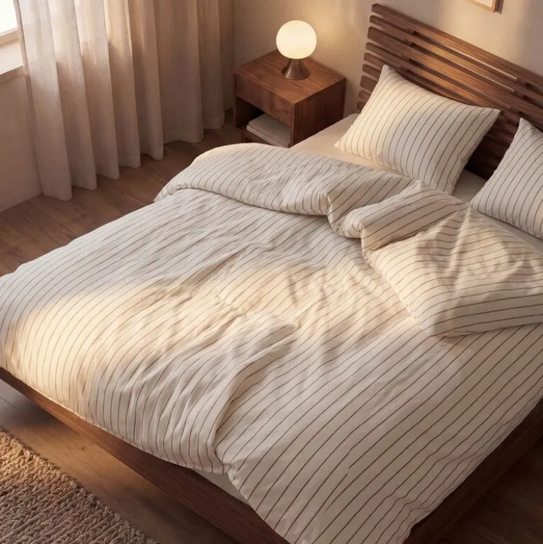 Soft sengesett 220x220 cm offwhite/karamell