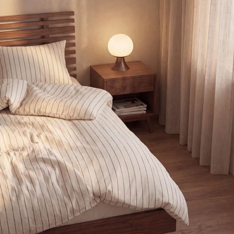 Soft sengesett 220x220 cm offwhite/karamell