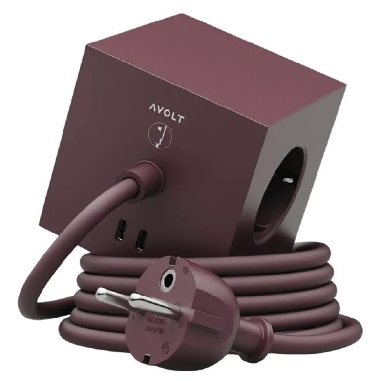 Square 1 Bauhaus Archiv USB-C kabel 1,8 m Mulberry Red