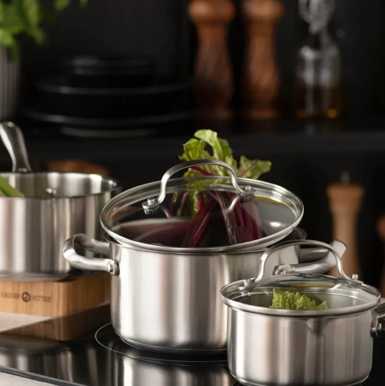 Stenfors grytesett 3 deler 1/2/3L med glasslokk resirkulert matt
