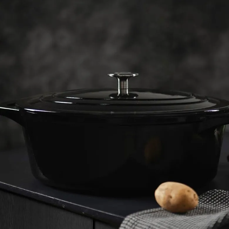 Stenfors støpejernsgryte oval 6,2L svart