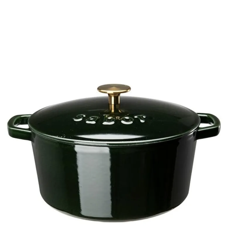 Støpejernsgryte 24 cm 4,4L mørkegrønn