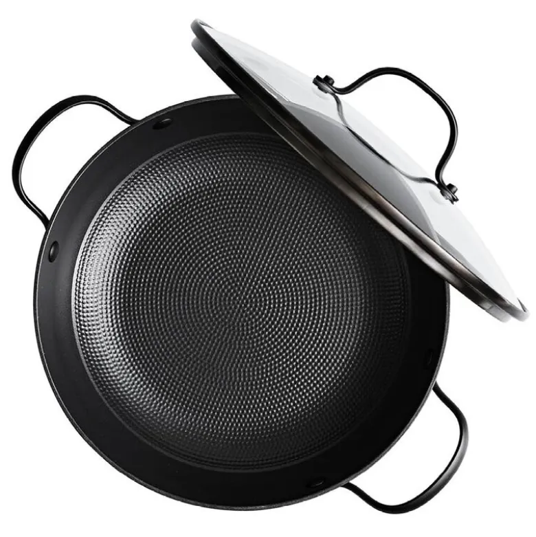 Støpejernskasserolle med Honeycomb keramisk belegg og glasslokk 26 cm