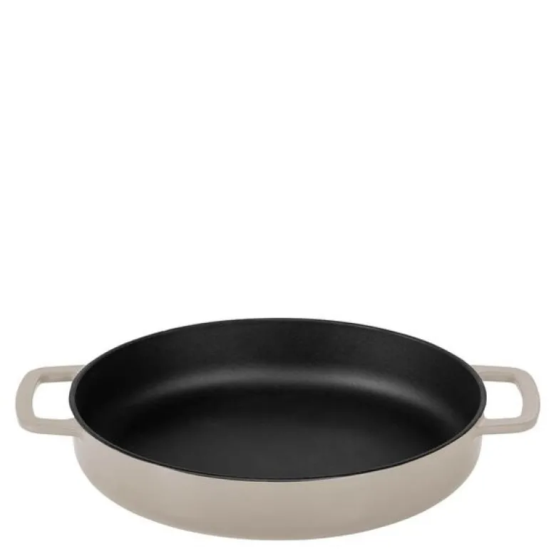 Støpejernspanne emaljert 28 cm sand