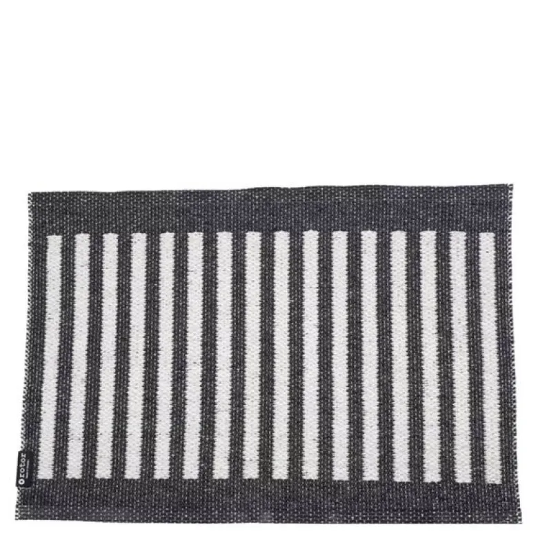 Stripes dørmatte 70x50 cm svart/hvit