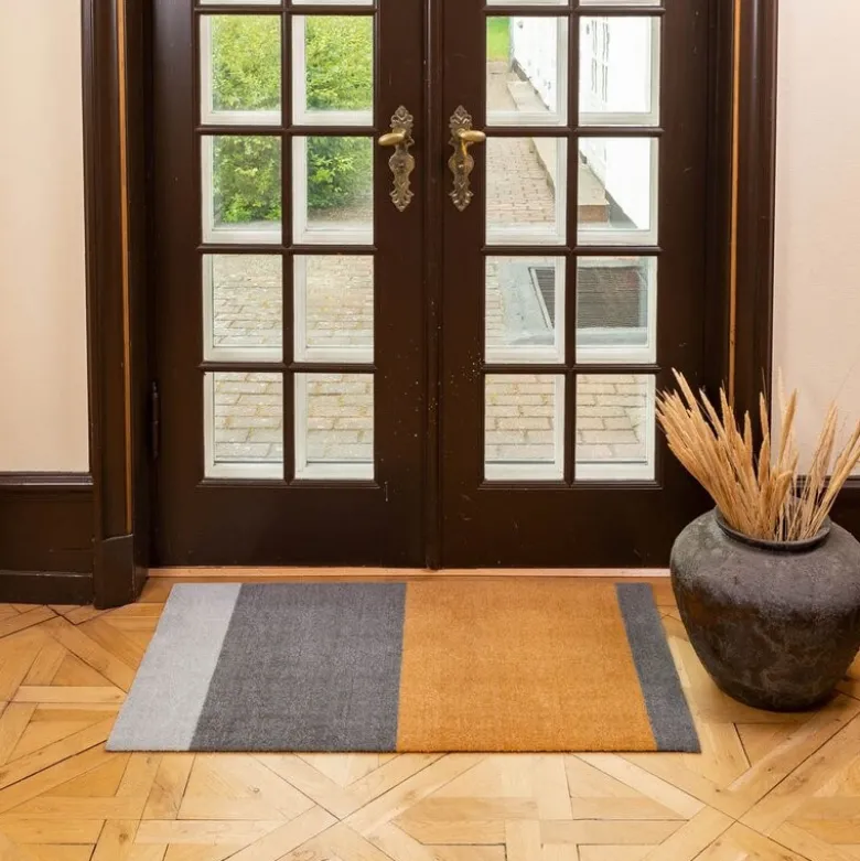 Stripes horisontal gulvmatte 120x67 cm dijon/grey