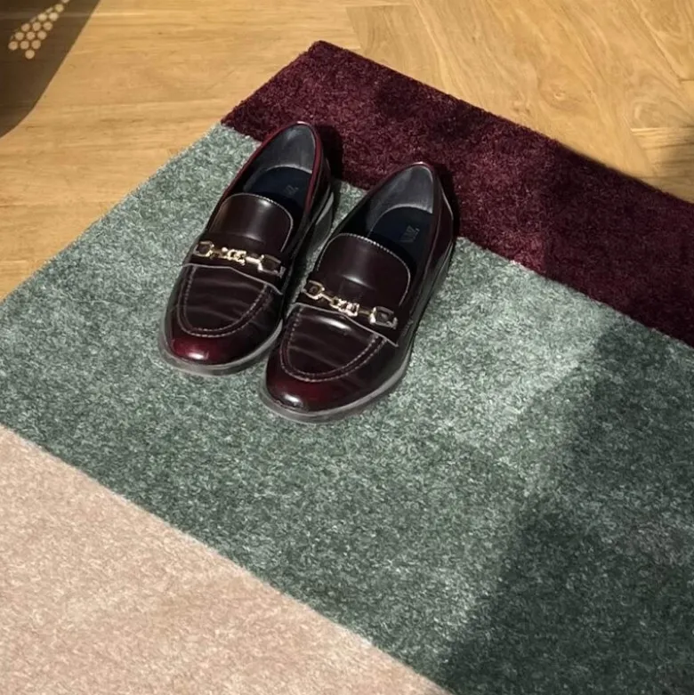 Stripes horisontal gulvmatte 120x67 cm bordeaux/green/ivory