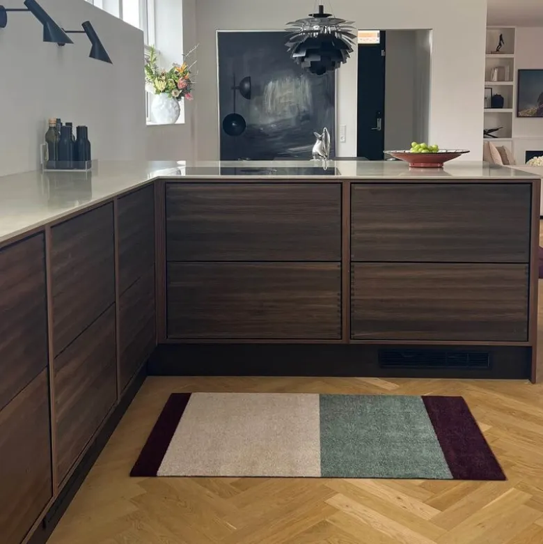 Stripes horisontal gulvmatte 120x67 cm bordeaux/green/ivory