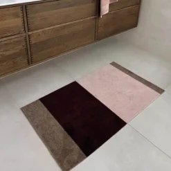 Stripes horisontal gulvmatte 120x67 cm bordeaux/rose/sand
