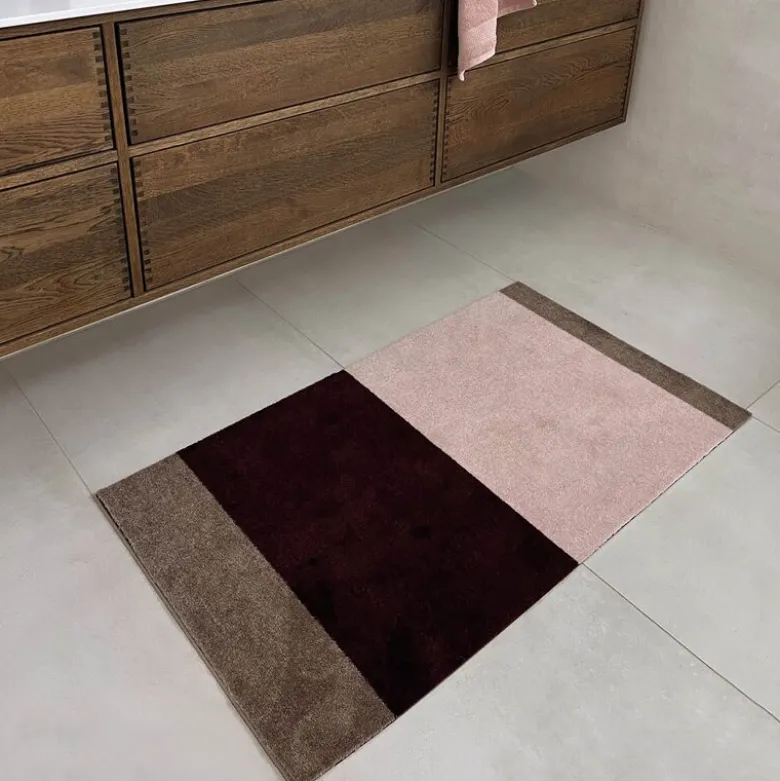 Stripes horisontal gulvmatte 120x67 cm bordeaux/rose/sand