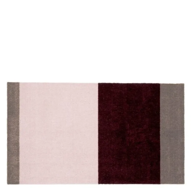 Stripes horisontal gulvmatte 120x67 cm bordeaux/rose/sand