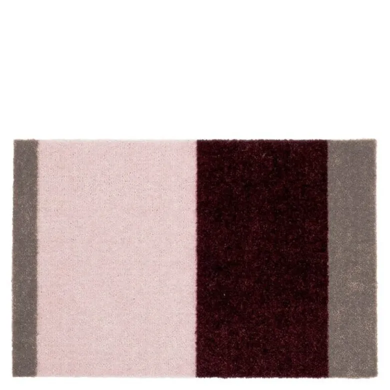 Stripes horisontal gulvmatte 40x60 cm bordeaux/rose/sand