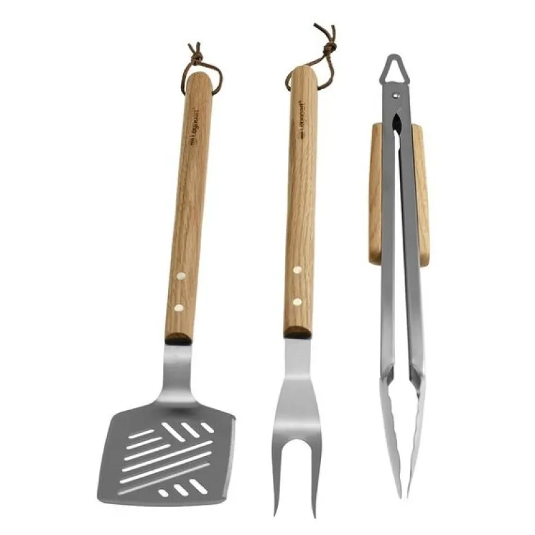 Sturdry BBQ grillsett 3 deler eiketre