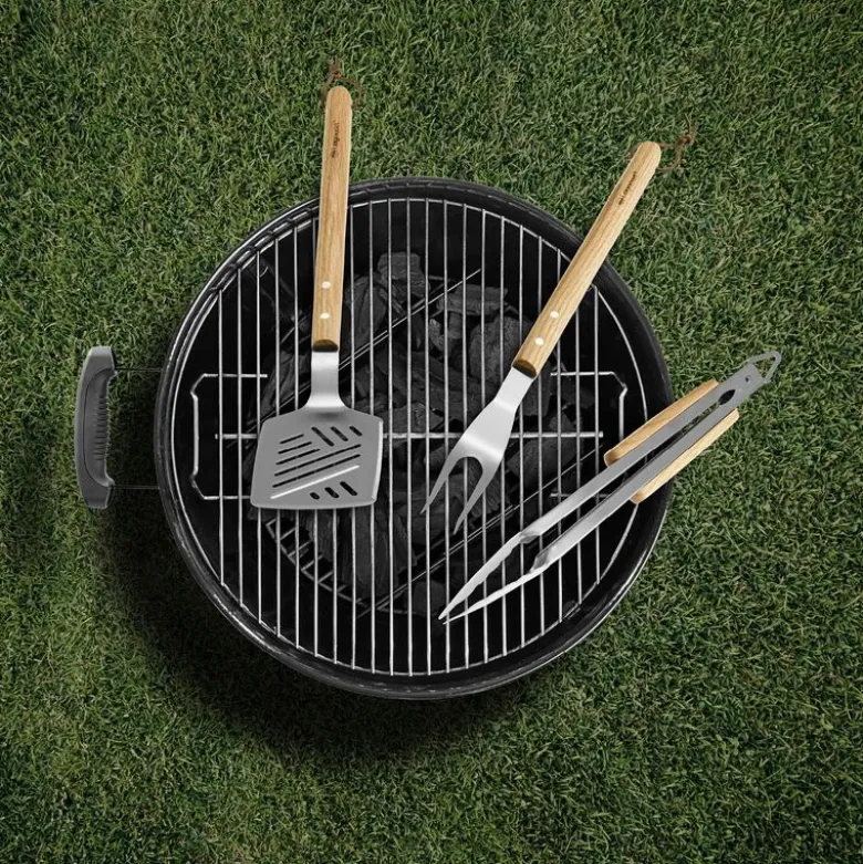 Sturdry BBQ grillsett 3 deler eiketre