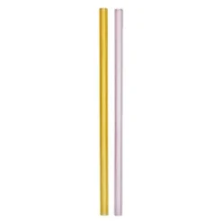 Sugerør 20 cm 2 stk rosa/gul