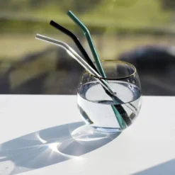 Sugerør i glass bøyd XL svart