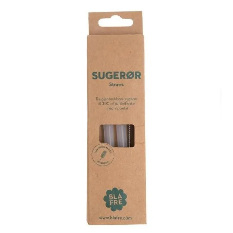 Sugerør til 300 ml stålflaske 3 stk m/børste