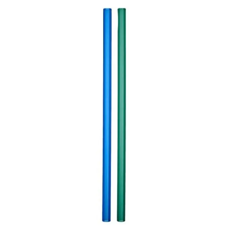Sugrør 20 cm 2 stk blå/grønn