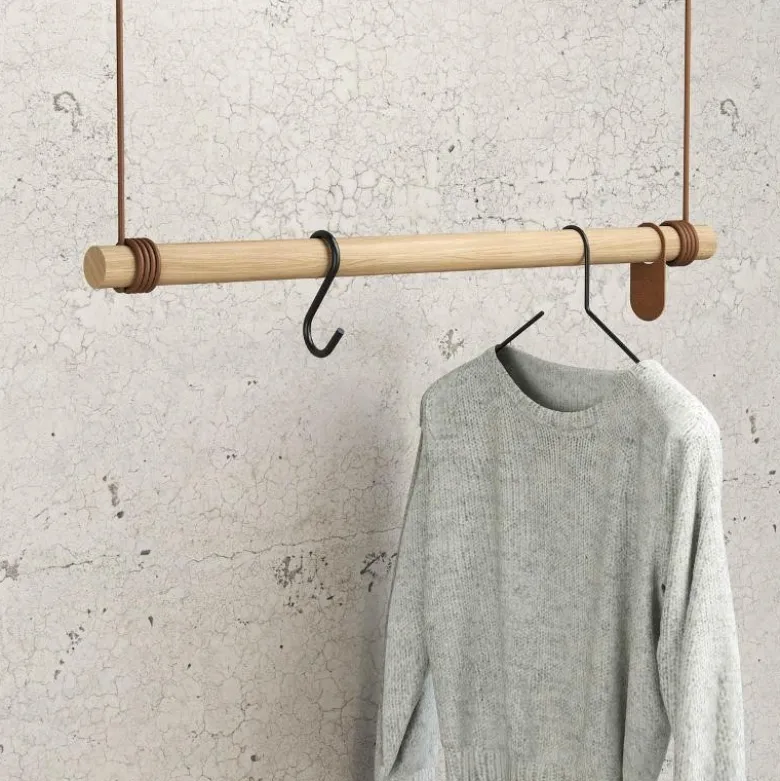 Swing M garderobestang 80 cm eik/skinn