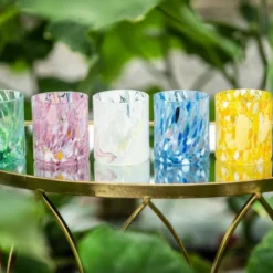 Swirl drikkeglass/lykt 35 cl blå multi