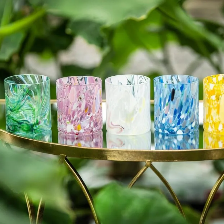 Swirl drikkeglass/lykt 35 cl grønn multi