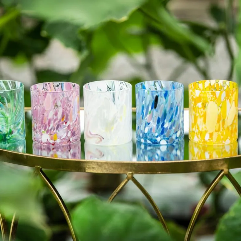 Swirl drikkeglass/lykt 35 cl gul multi