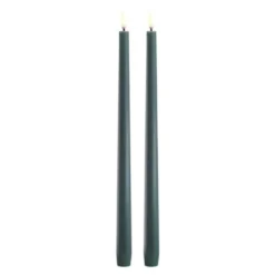Taper Candles slim LED-kronelys 2,3x32 cm 2 stk mørk grønn