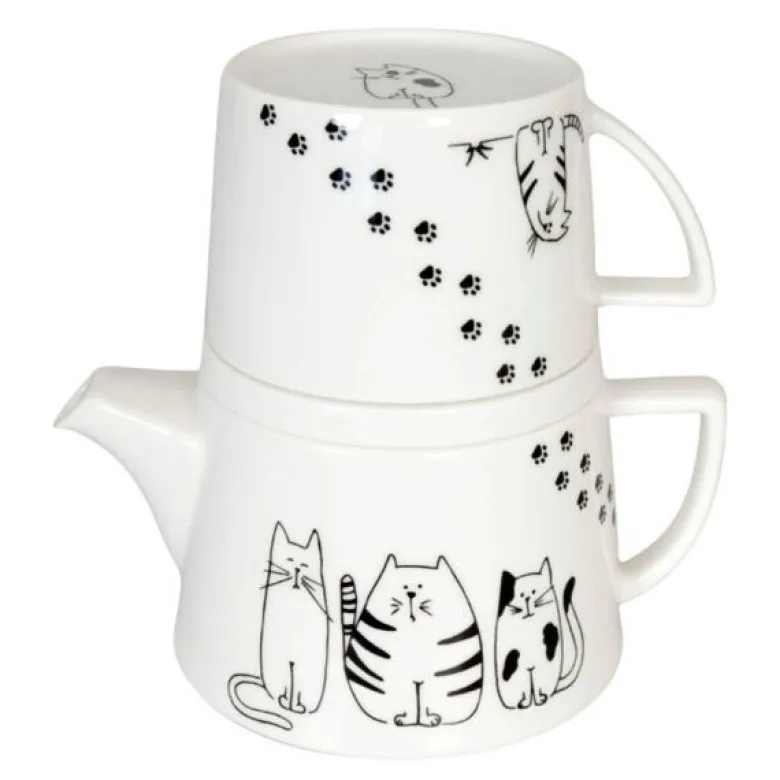 Tea For Me tekanne og krus 40 cl Funny Cats