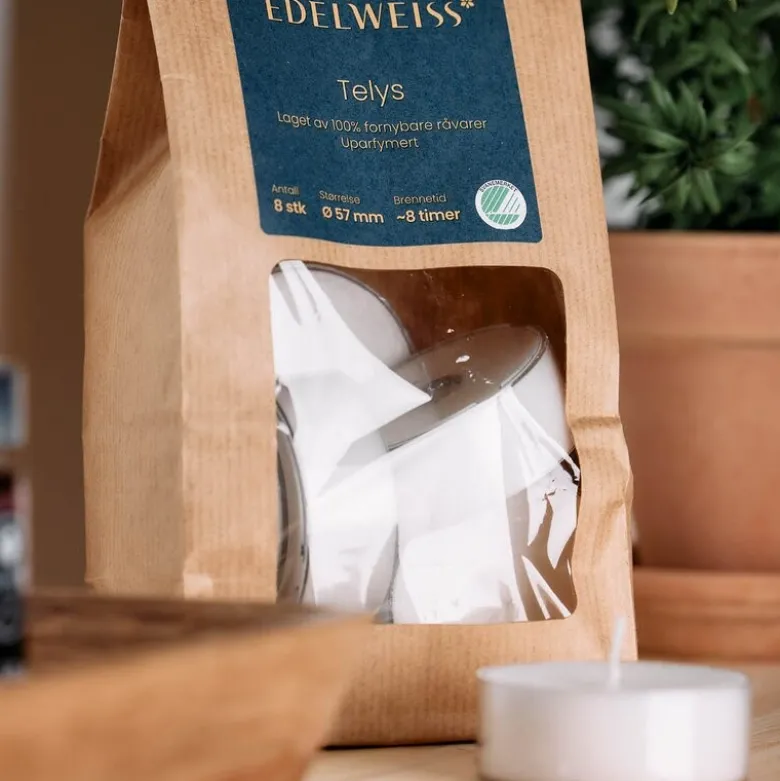 Telys store 8 stk hvit