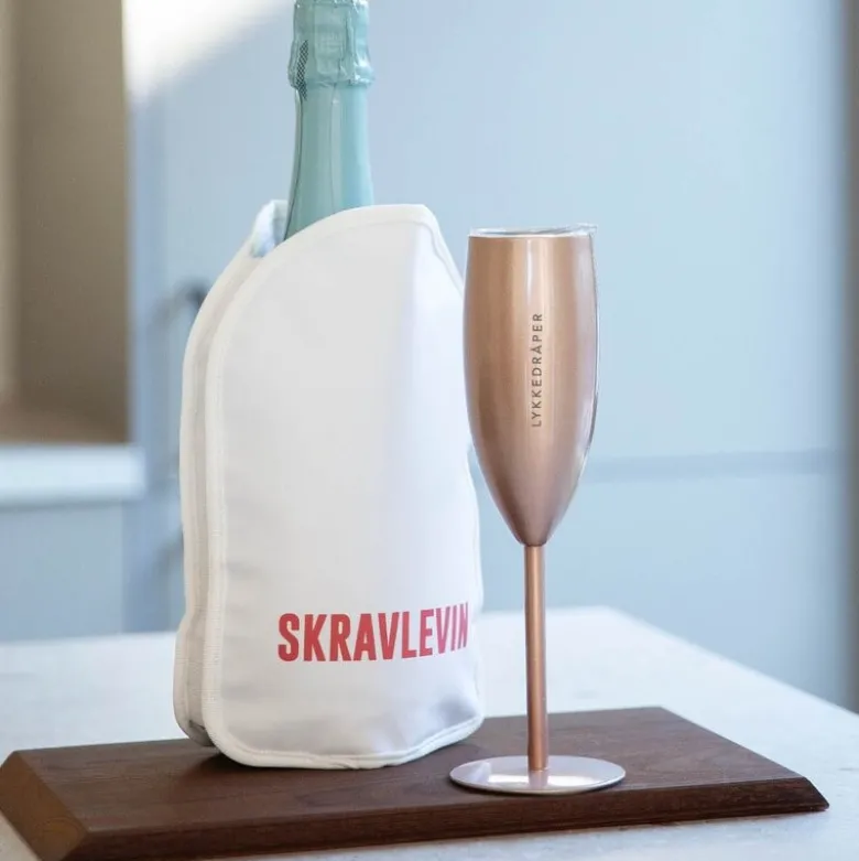 Termo champagneglass Lykkedråper 12 cl roségull