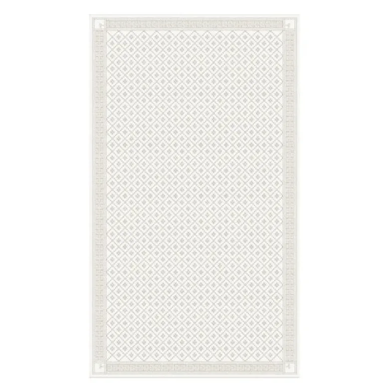 Åttebladrose bordduk 150x260 cm beige